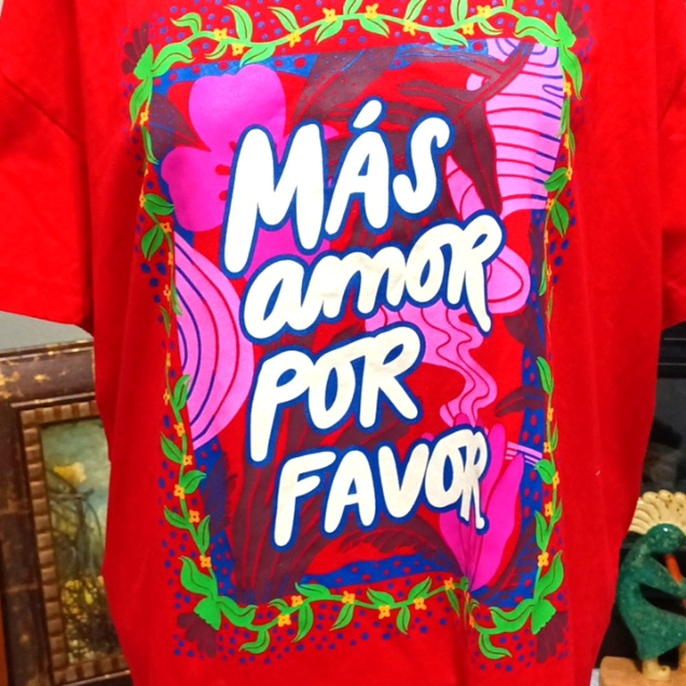 Women Red Tee Latino Heritage Month Sz XL cotton b11 Short Sleeve Shirt
